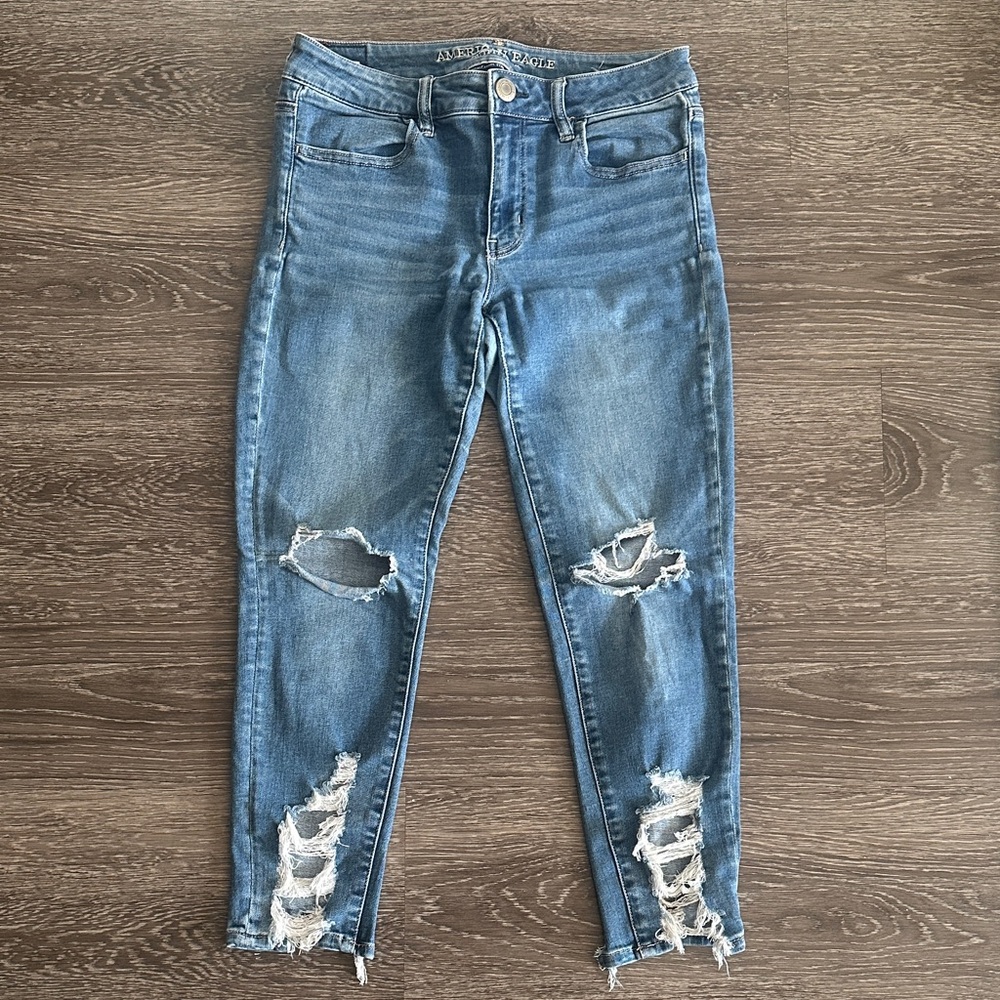 American Eagle Outfitters Jegging Crop Ripped Ankle Jeans